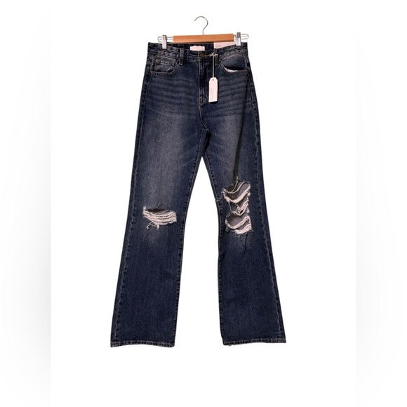 NWT Petra 153 Baggy Wide Leg High Rise Jeans Distressed Knees Size 5/26 - Picture 1 of 8